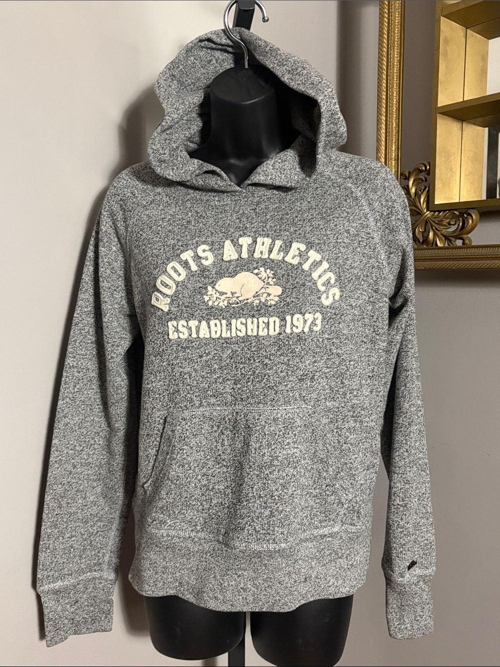Roots Medium Grey Hooded Pullover Sweatshirt